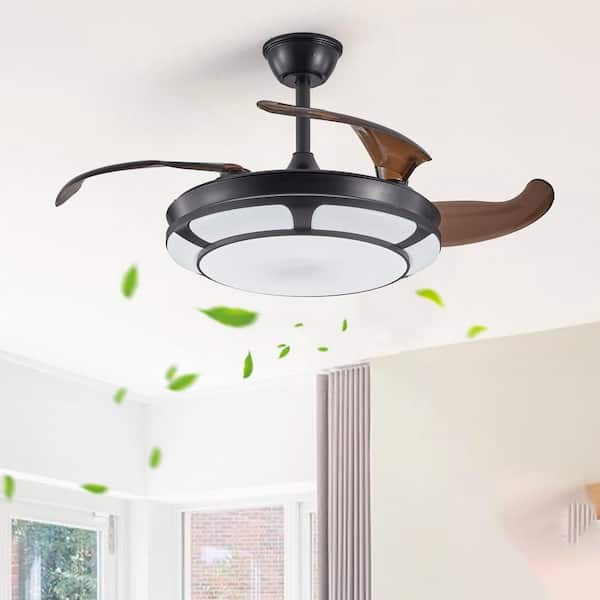 27 in. Black Flush Mount crystal Standard ceiling Fan with Integrated LED Light Fandelier Ceiling Fan Light Kit