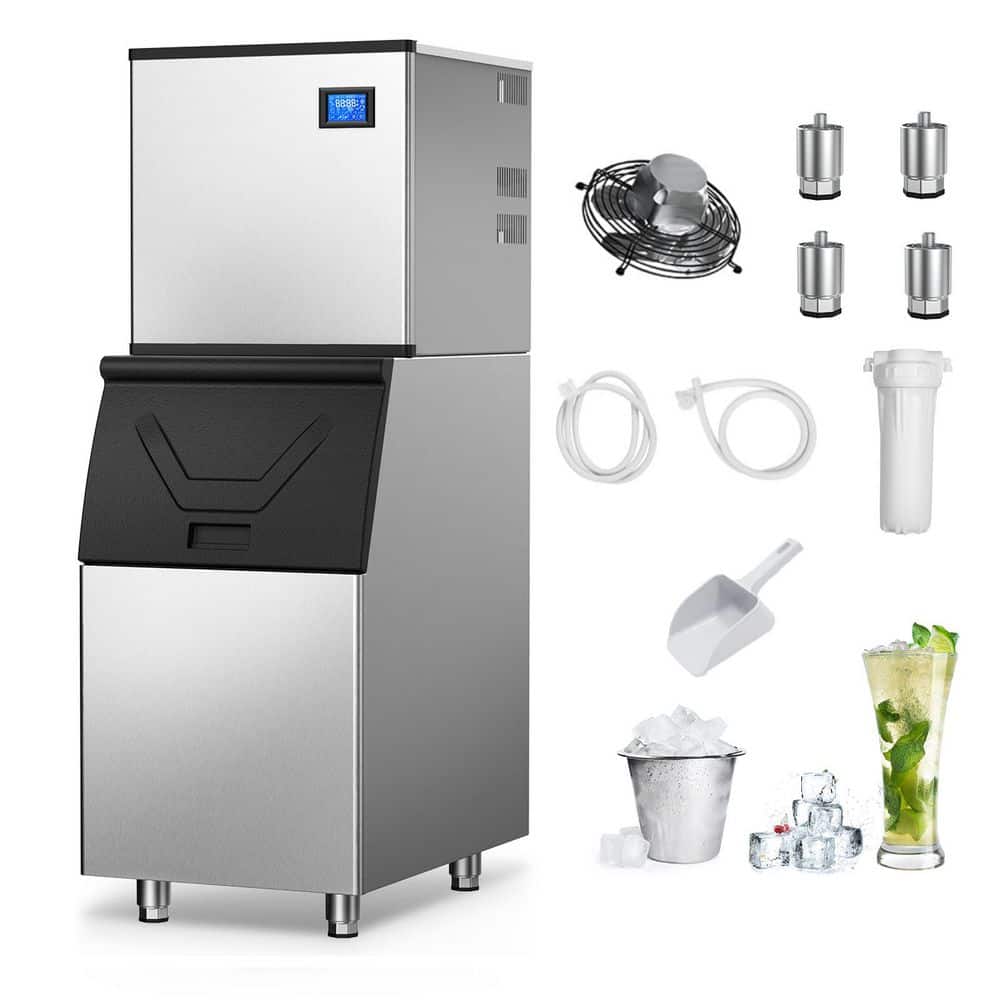 22.2 in. 580 lbs. Per Day Split Commercial Freestanding Ice Maker in Silver 182-Full Size Ice Cubes/Cycle (2-Pack)
