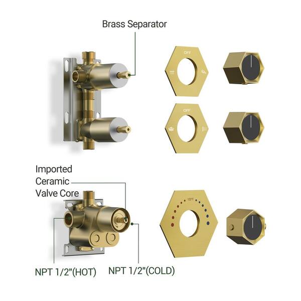 Reviews for YAWWALK Thermostatic 8-Spray 12 and 6 in. Dual