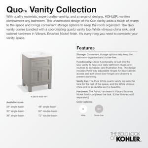 Quo 36 in. W x 21 in. D x 36 in. H Single Sink Freestanding Bath Vanity in Mohair Grey with Pure White Quartz Top