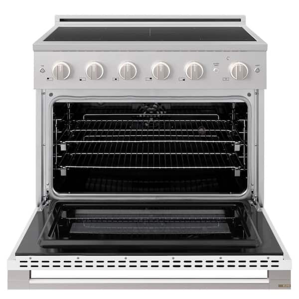 36 in. 5.2 cu. ft. Marino Freestanding Induction Range with 5 Burner Elements and Convection Oven with White Matte Door