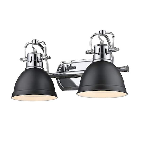 Golden Lighting Duncan 16.5 in. 2-Light Chrome Matte Black Vanity Light