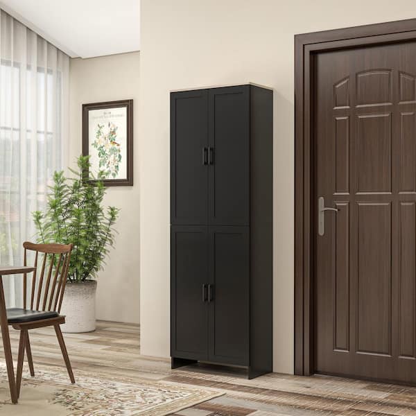 HOMCOM Black 72 in. H Storage Cabinet with Adjustable Shelves
