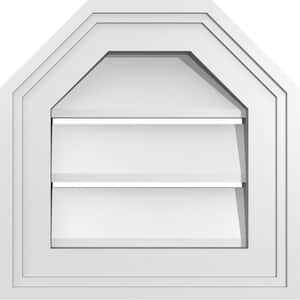 12 in. x 12 in. Octagonal Top Surface Mount PVC Gable Vent: Functional with Brickmould Frame