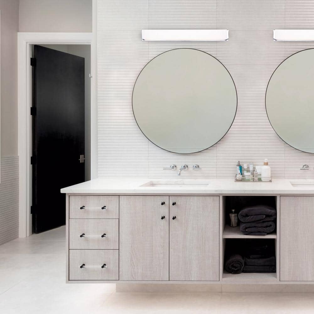 Eco-Friendly Metro Chrome LED Vanity Light with White Acrylic Diffuser