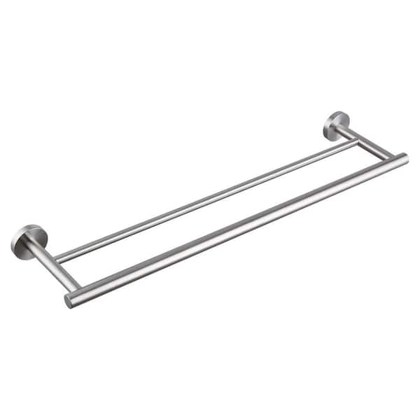 ATKING Bathroom 24 in. Wall Mounted Double Towel Bar Towel Holder in Brushed Nickel