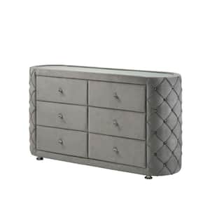19 in. Gray 2-Drawer Wooden Dresser Without Mirror