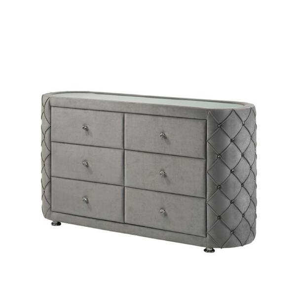 Benjara 19 in. Gray 2-Drawer Wooden Dresser Without Mirror
