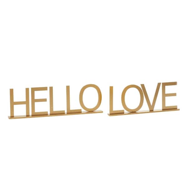 Litton Lane Gold Traditional Metal Decorative Signs (Set of 2)