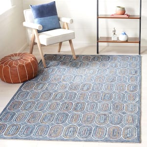 Metro Blue/Yellow 8 ft. x 10 ft. Geometric Solid Color Area Rug