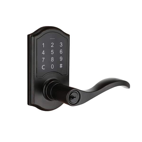 Square Satin Nickel Naples Fingerprint Electronic Door Lever