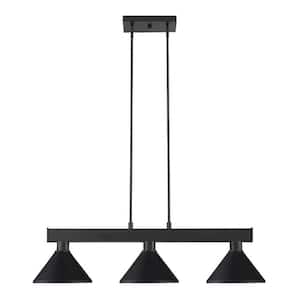 Cobalt 3-Light Matte Black with Metal Matte Black Shade Billiard Light with No Bulbs Included