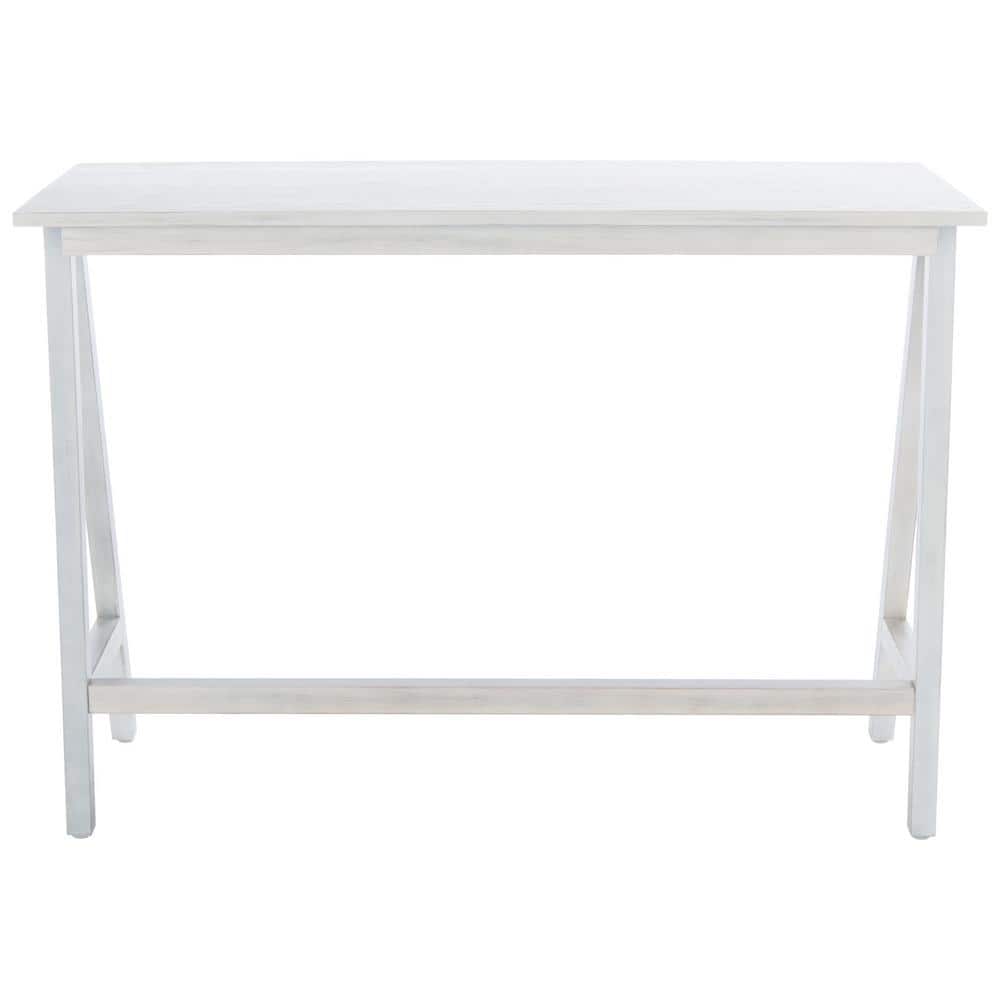 Asymmetrical Whitewashed Mahogany Desk with Drawer