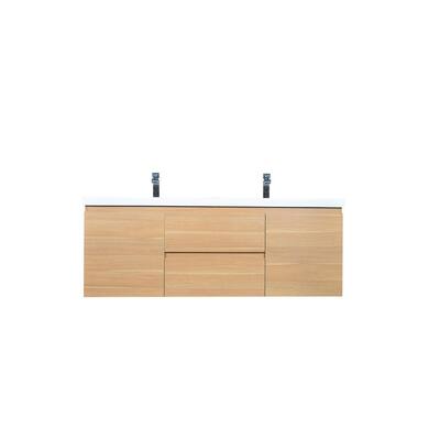 Bohemia 60 in. W Bath Vanity in Natural Oak with Reinforced Acrylic Vanity Top in White with White Basins