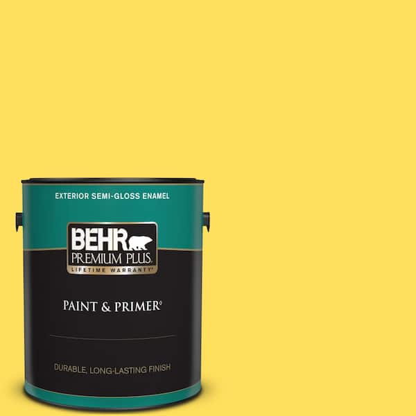BEHR PREMIUM PLUS 1 gal. #380B-5 Neon Light Semi-Gloss Enamel Exterior Paint & Primer