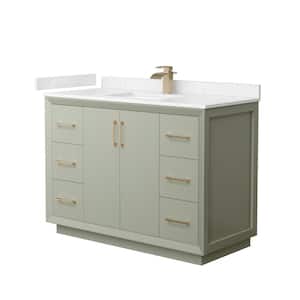 Strada 48 in. W x 22 in. D x 35 in. H Single Bath Vanity in Light Green with Carrara Cultured Marble Top