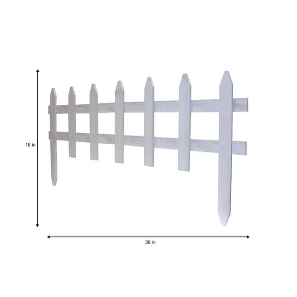 18 in. H 36 in. W White Wood Picket Garden Fence