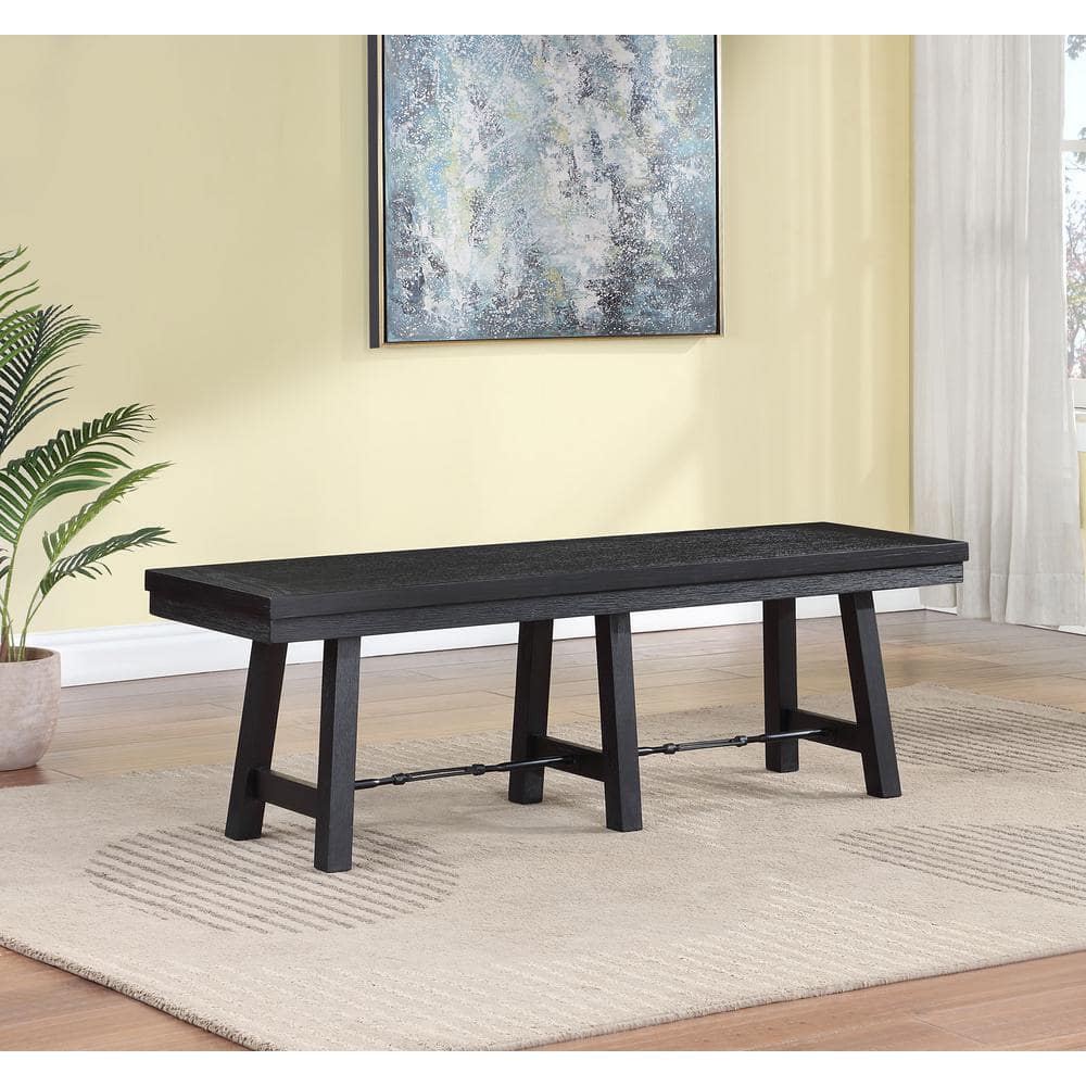 Newport Black Trestle Industrial Dining Bench