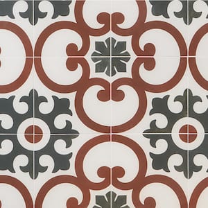 Aster Ornate Square 9 in. x 9 in. Matte Porcelain Floor and Wall Tile (6.99 sq. ft./Case)
