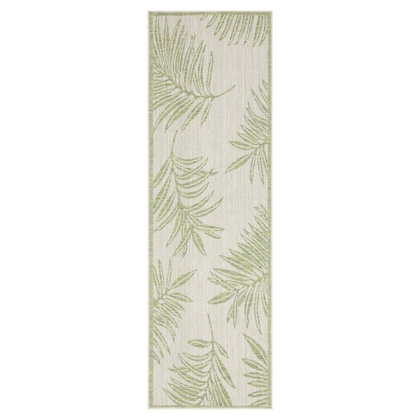 Liana Ivory and Green 2 ft. x 8 ft. Indoor/Outdoor Area Rug