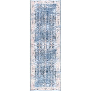 Fernanda Blue 2 ft. 6 in. x 12 ft. Faded Persian Area Rug