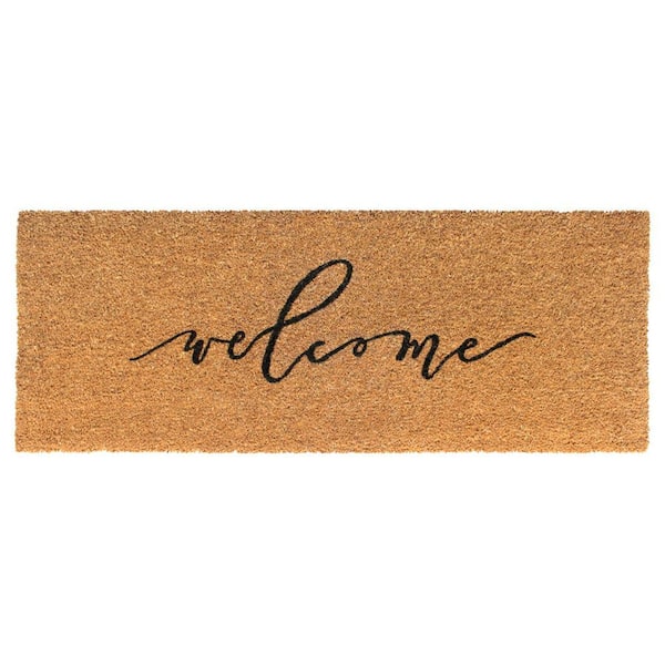 RugSmith Black Scripty Welcome 18 in. x 48 in. Doormat