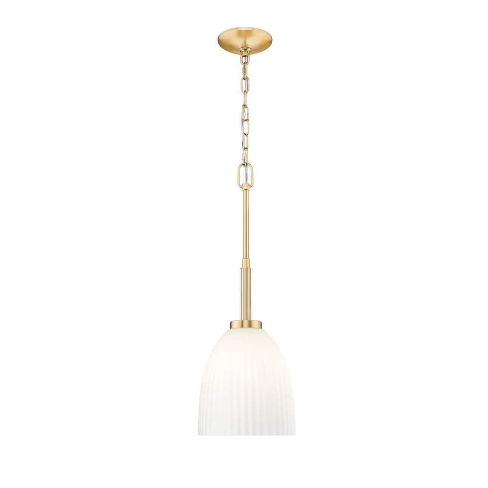 Naya 100-Watt 1 Light Modern Gold Pendant Light with Matte Opal Glass Shade and No Bulb Included price history on PriceWatchPro