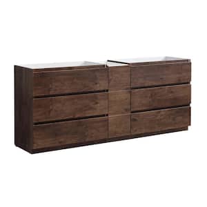 Lazzaro 84 in. Modern Double Bath Vanity Cabinet Only in Rosewood