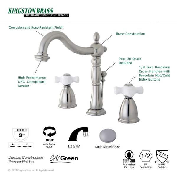 Victorian 8 in. Widespread 2-Handle Bathroom Faucet in Brushed Nickel