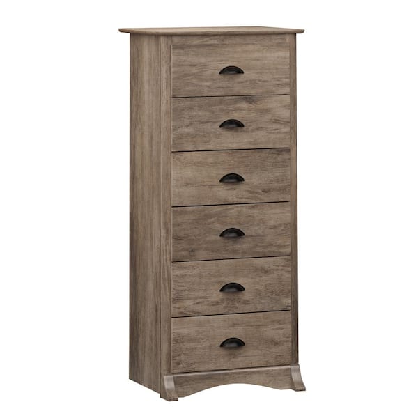 Prepac Salt Spring Drifted Gray 6-Drawer Dresser 23.25 in. Chest of Drawer Tall Dresser for Bedroom,Dresser for Clothes Storage