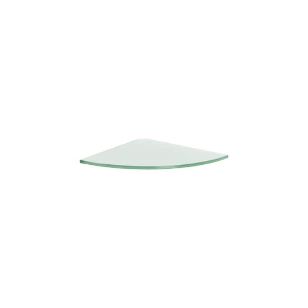 Dolle GLASSLINE 9.8 in. x 9.8 in. x 0.31 in. Frosted Glass Corner Shelf without Brackets