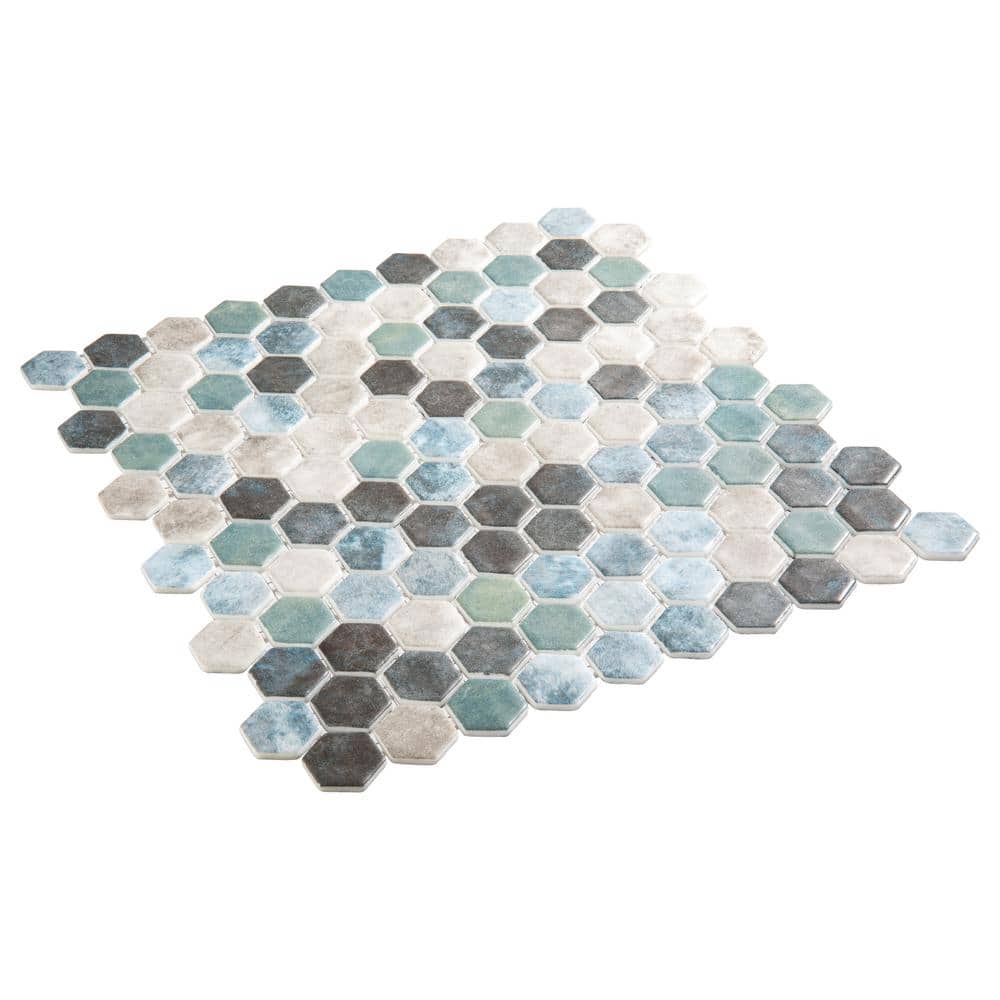 Trillion Matte Blue Glass Hexagon Mosaic Tile