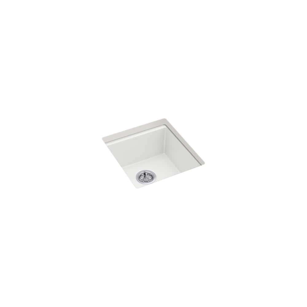 Billings Matte White Granite Composite Undermount Bar Sink with Accessories
