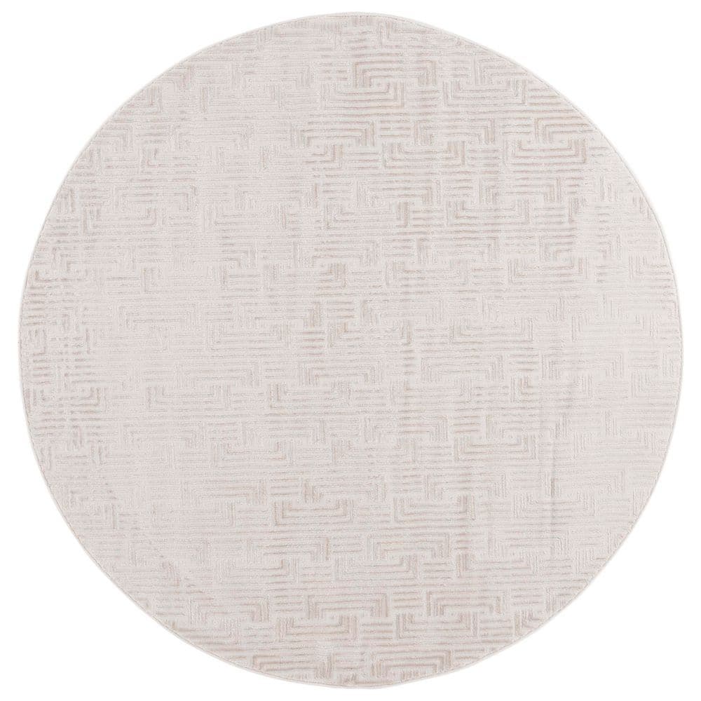 Saylor 6 ft. x 6 ft. Beige/Ivory Geometric Striped Round Area Rug price history on PriceWatchPro