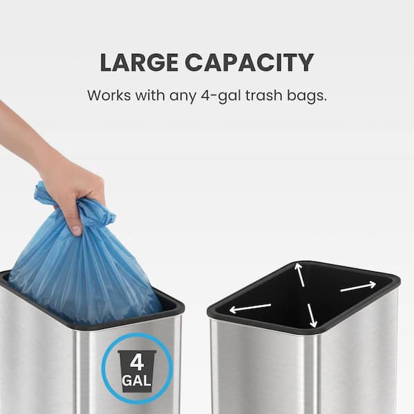 iTouchless 4 Gal. / 16 Liter Stainless Steel Household Metal Trash