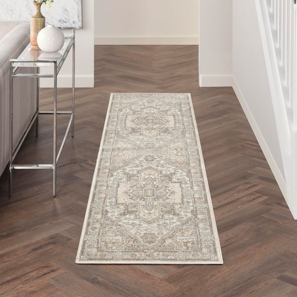 Concerto Beige 2 ft. x 10 ft. Center medallion Traditional Runner Area Rug
