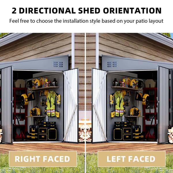 Zeus & Ruta 10 ft. W x 8 ft. D Metal Storage Shed with 2-Doors for