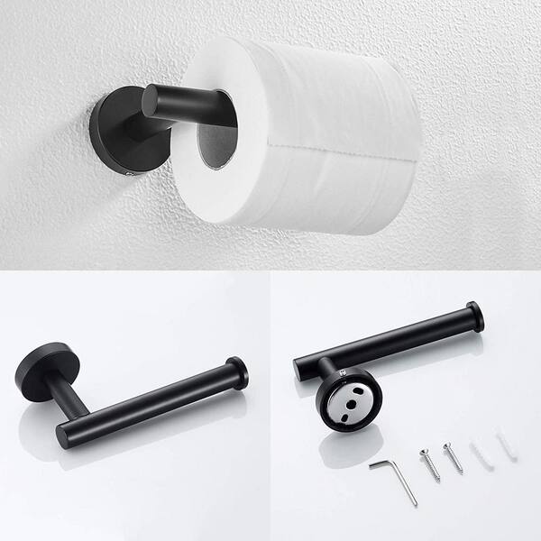 SUS Toilet Roll Paper Holder Rack Bathroom Kitchen Wall Hanger Shelf Matte  Black