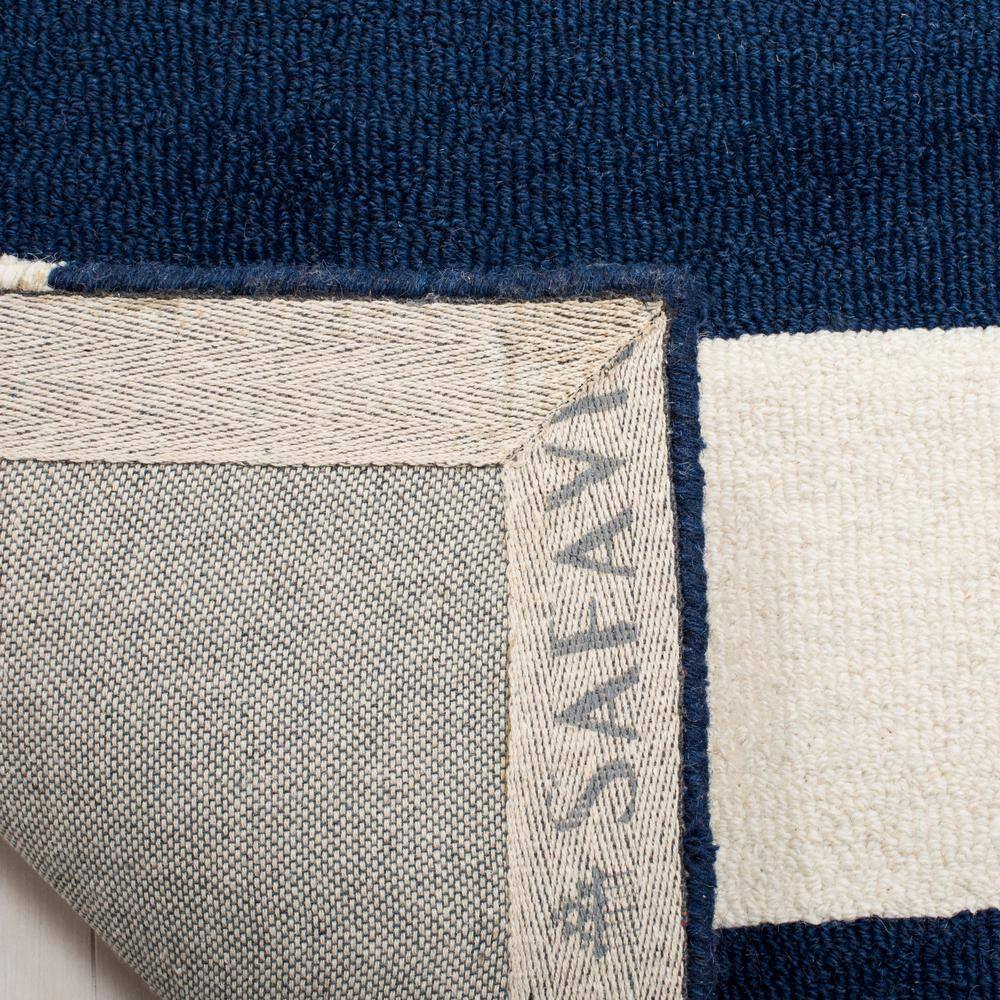 Ivory and Navy Striped Wool Kids 9' x 12' Rug