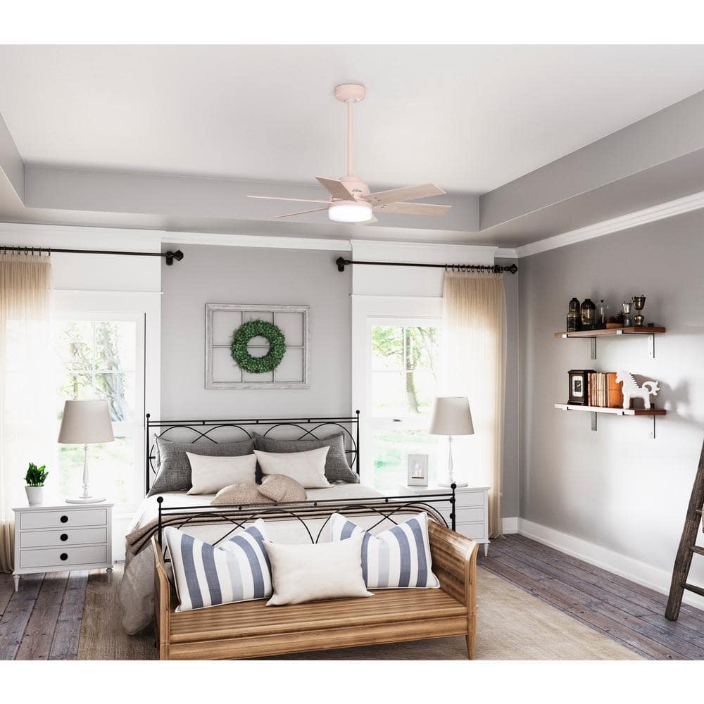 44" Blush Pink Ceiling Fan with Light and Remote Control
