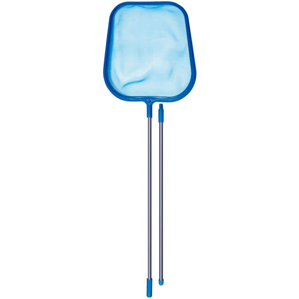 Blue Polypropylene Pool Leaf Skimmer with 4-Foot Aluminum Pole