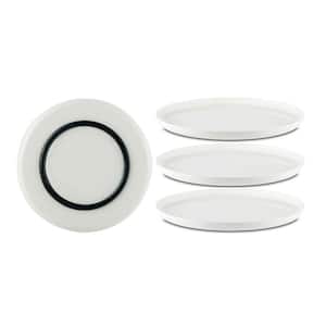 Palm Non-slip Salad Plate,8in,White with Black Base,(Set of 4)
