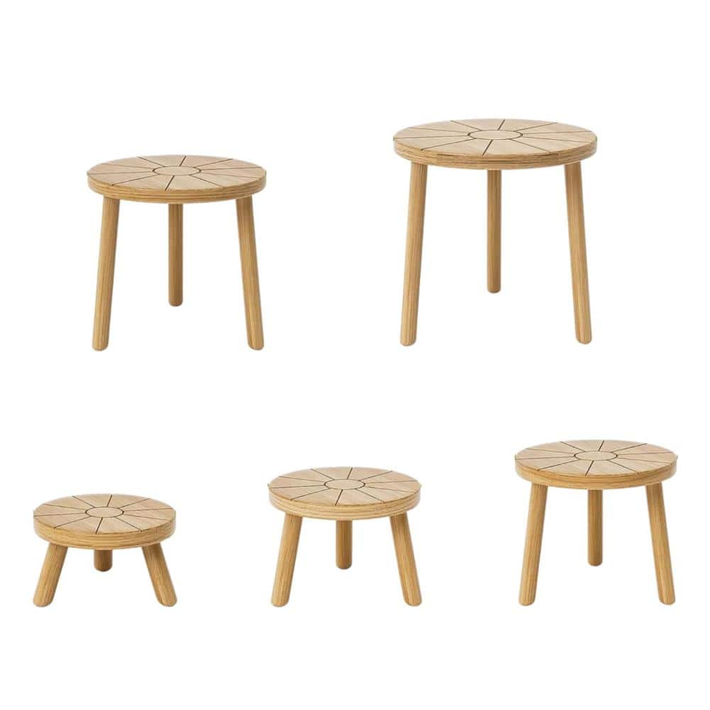 "5‑Pack Light Brown Mid‑Century Single Wood Plant Stands for 6‑12"" Pots + 3‑Tier Black Bamboo 8‑Pot Ladder Shelf" price history on PriceWatchPro