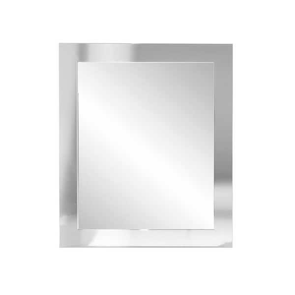 BrandtWorks Medium Rectangle Chrome Modern Mirror (32 in. H x 22 in. W)