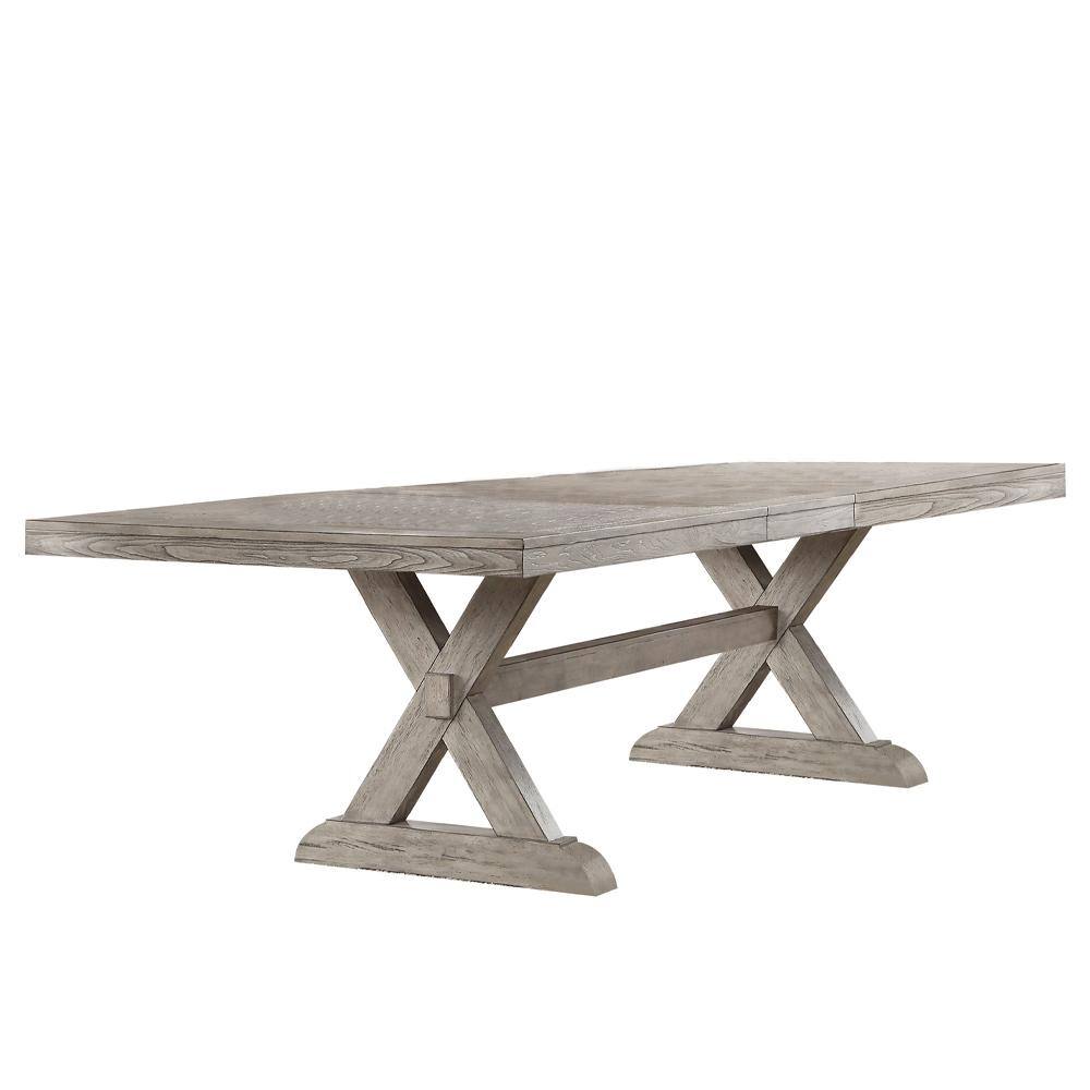 Gray Oak 82" Rectangular Dining Table with Trestle Base