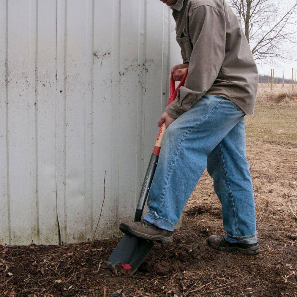 45.25 in Red Steel Blade Wood Handle Digging Shovel