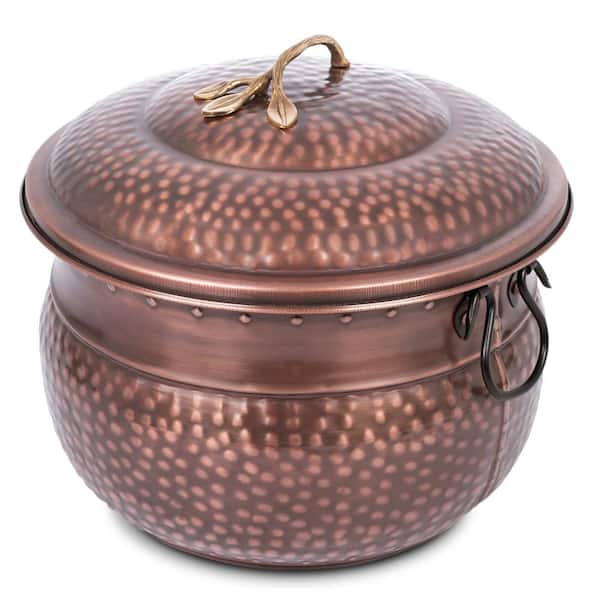 BirdRock Home Copper Round Garden Hose Pot with Lid 11060 - The Home Depot