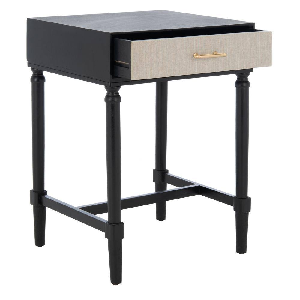 Estella Rustic Black Wood & Metal 1-Drawer Accent Table