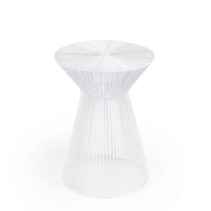Greeley 13.25 in. White Round Metal Accent Drum Table