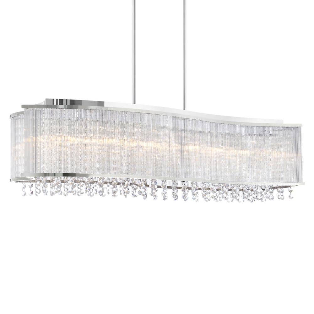 Elsa 6-Light Chrome Drum Shade Crystal Beaded Chandelier